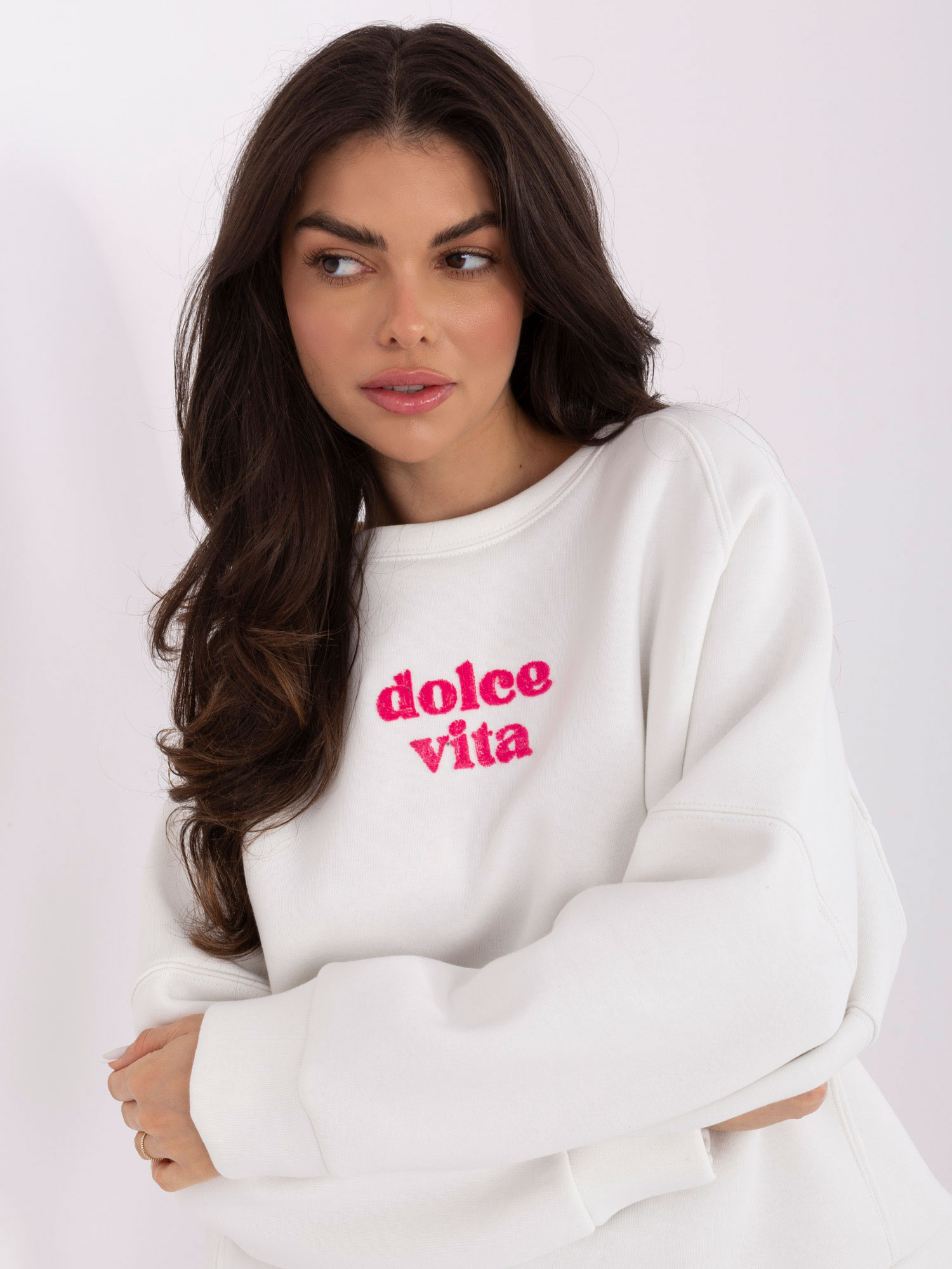 Bluza bez kaptura ecru - obrazek 3