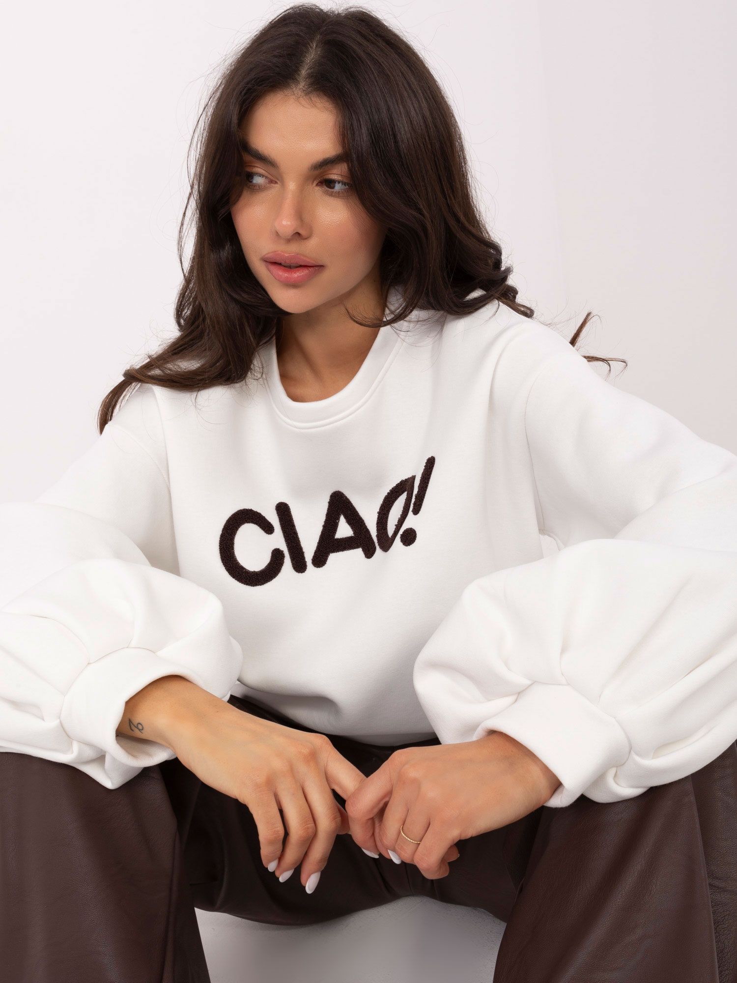 Bluza bez kaptura ecru - obrazek 2